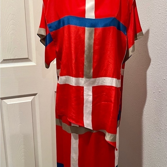 TED LAPIDUS Paris Vintage 80s Short Sleeves Color Blocked Dress US 8/40. - Picture 6 of 14